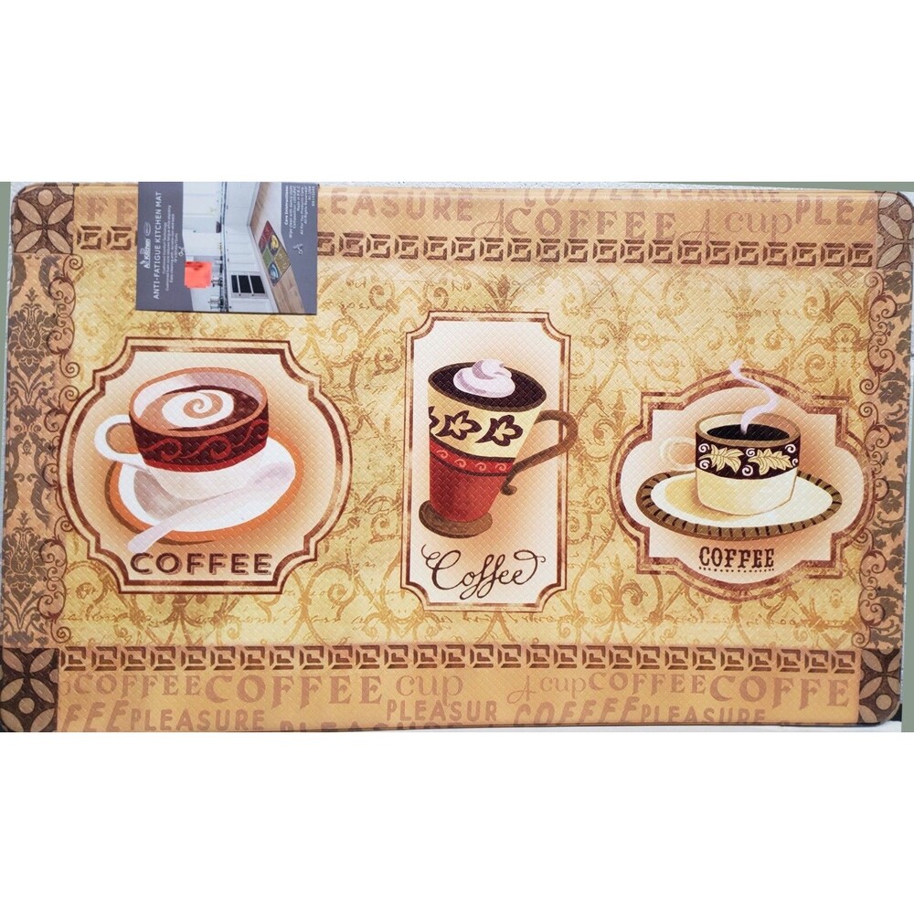 ANTI-FATIGUE NONSLIP FLOOR MAT (18" x 30") PVC, 3 COFFEE CUPS by PH